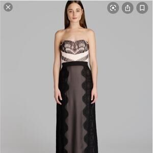 Ted Baker Hayna Pink and Black Lace Maxi Strapless Gown